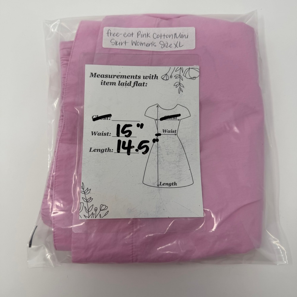 Free People Free-est Pink Cotton Mini Skirt Women Size XL Elastic Waist Pockets - Picture 7 of 7
